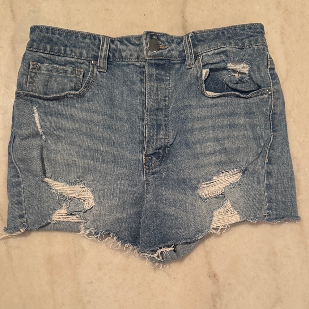 Casual Blue Distressed Jean Shorts